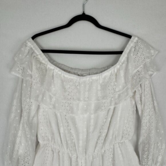 Express Romper Womens Large White Eyelet Ruffle Coquette Cottagecore Soft Girl - Picture 8 of 15